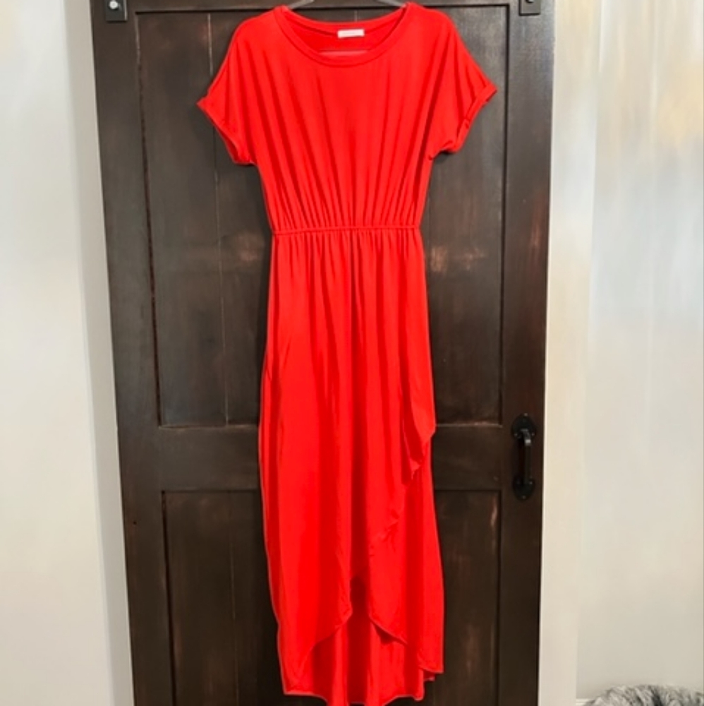 NWOT Vibrant Red Faux-Wrap Dress